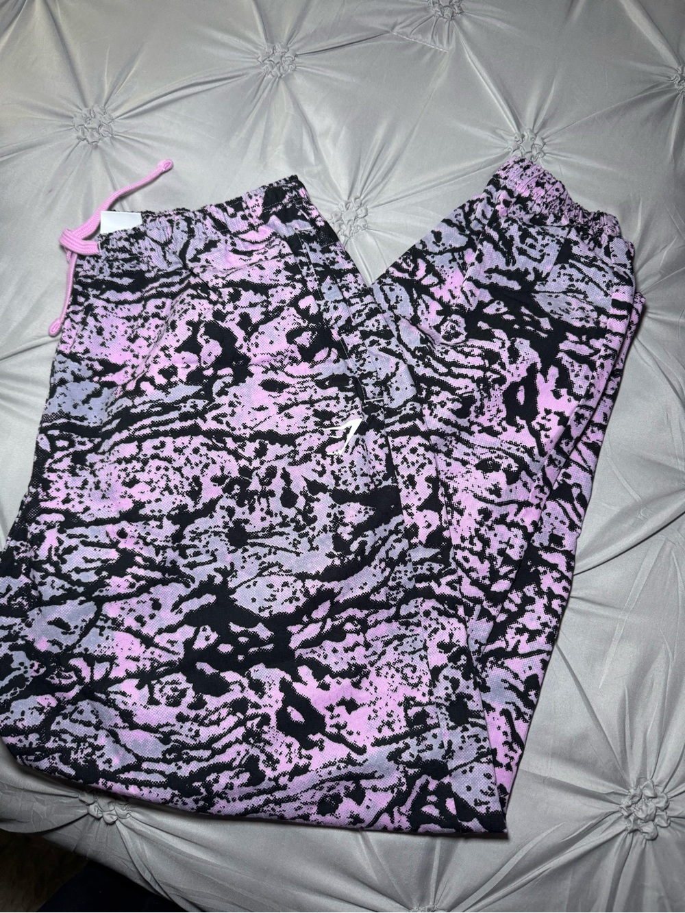 Gymshark Pink & Black Marble-Print Jogger Pants